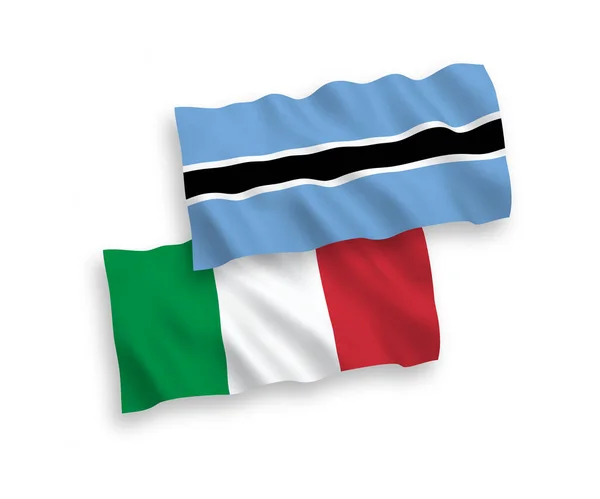 Banderas Nacionales Ondas Vectoriales Italia Botswana Aisladas Sobre Fondo Blanco — Vector de stock