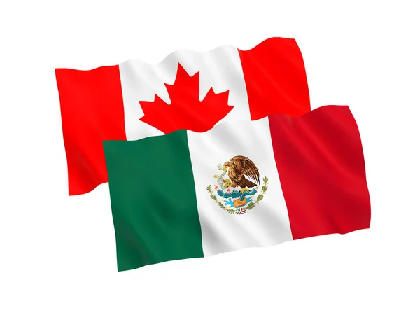 National Fabric Flags Mexico Canada Isolated White Background Rendering Illustration — Stock Photo, Image