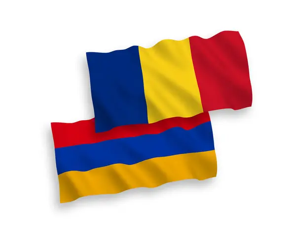 Національні Векторні Хвильові Прапори Румунії Вірменії Ізольовані Білому Тлі Пропорція — стоковий вектор