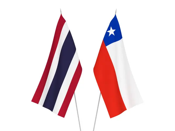 Nationale Stoffen Vlaggen Van Thailand Chili Geïsoleerd Witte Achtergrond Weergave — Stockfoto