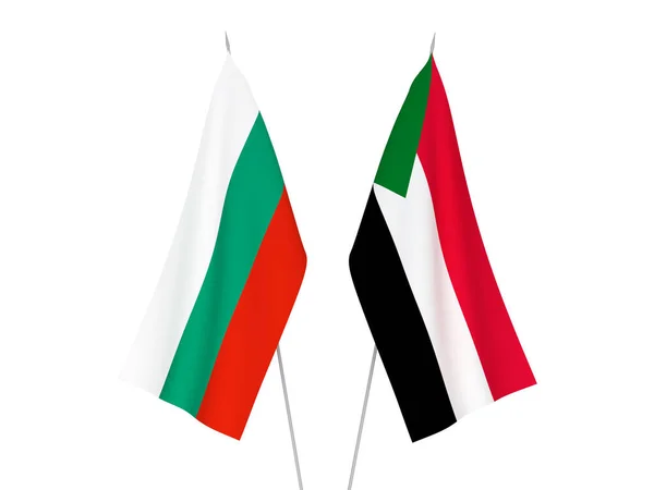 National Fabric Flags Bulgaria Sudan Isolated White Background Rendering Illustration — Stock Photo, Image
