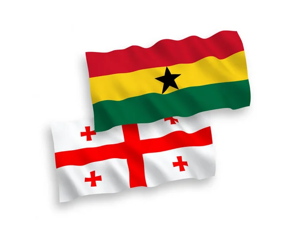 Bandeiras Tecido Vetorial Nacional Gana Geórgia Isoladas Fundo Branco Proporção —  Vetores de Stock