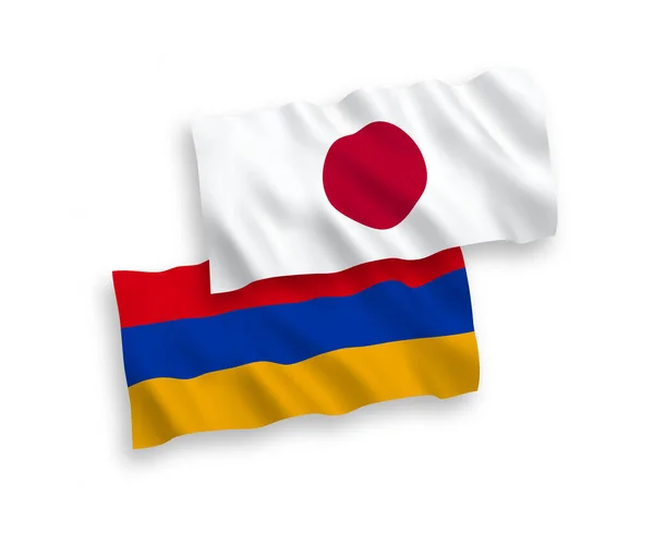 日本とアルメニアの国旗が白地に隔離されている — ストックベクタ
