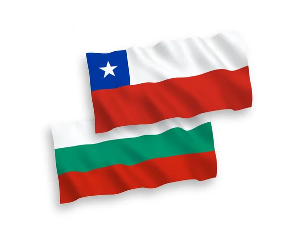 Nationale Vector Weefsel Golf Vlaggen Van Bulgarije Chili Geïsoleerd Witte — Stockvector