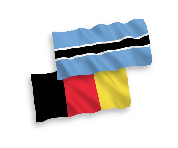 ボツワナとベルギーの国旗が白地に隔離されている — ストックベクタ