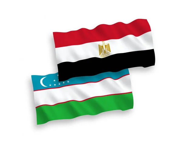 Národní Vektorové Tkaniny Vlnové Vlajky Uzbekistánu Egypta Izolované Bílém Pozadí — Stockový vektor