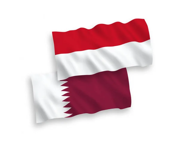 Banderas Nacionales Ondas Vectoriales Indonesia Qatar Aisladas Sobre Fondo Blanco — Vector de stock