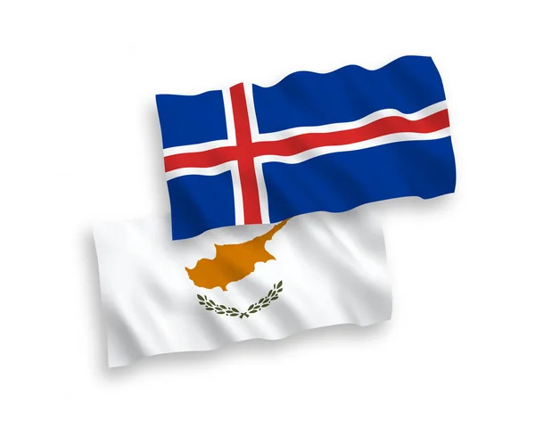 Национальные Векторные Волновые Флаги Кипра Исландии Изолированы Белом Фоне Соотношение — стоковый вектор