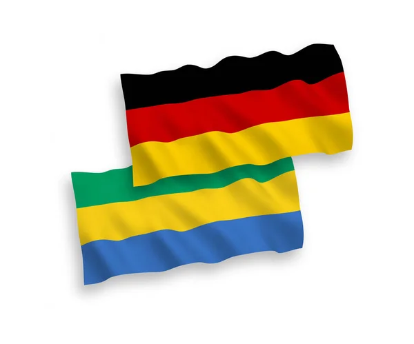 Nemzeti Vektor Szövet Hullám Zászlók Németország Gabon Elszigetelt Fehér Háttérrel — Stock Vector