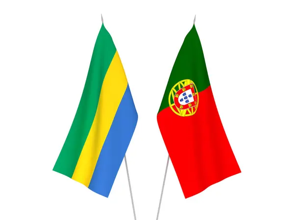 Bandeiras do Gabão e de Portugal — Fotografia de Stock