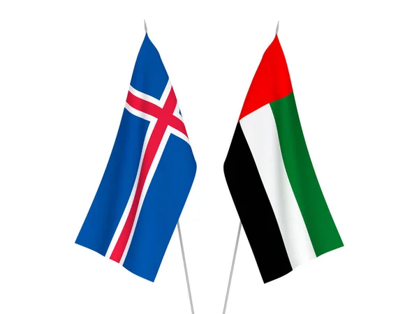Emirati Arabi Uniti e Islanda Bandiere — Foto Stock
