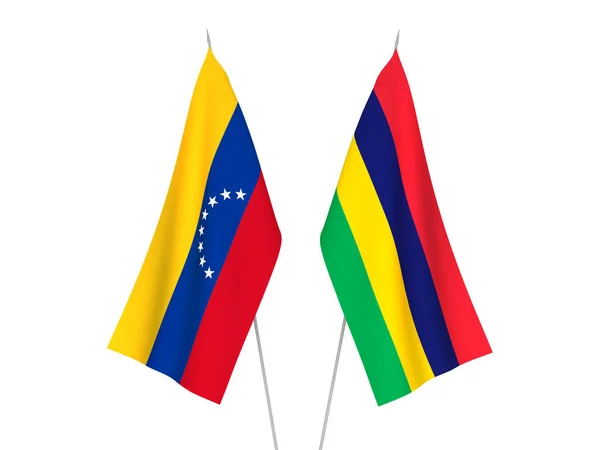 Banderas de la República de Mauricio y Venezuela — Foto de Stock