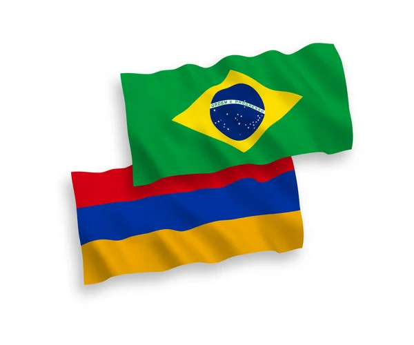 Banderas de Brasil y Armenia sobre fondo blanco — Archivo Imágenes Vectoriales