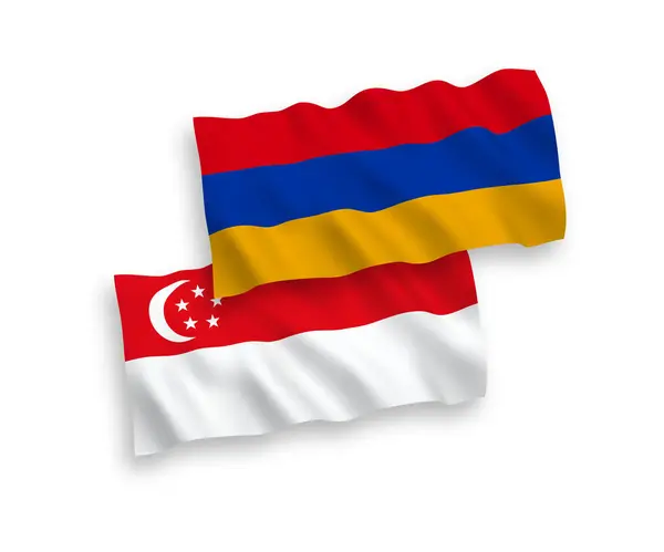 Flagi Armenii i Singapuru na białym tle — Wektor stockowy