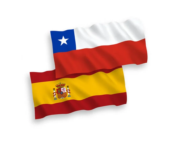 Vlaggen van Chili en Spanje op een witte achtergrond — Stockvector