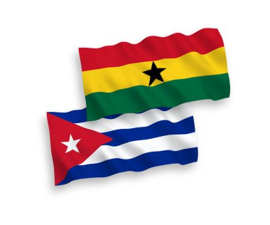 Beyaz arkaplanda Gana ve Küba bayrakları