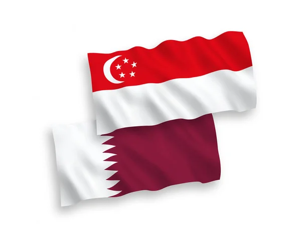 Flags of Qatar and Singapore on a white background — Stock Vector