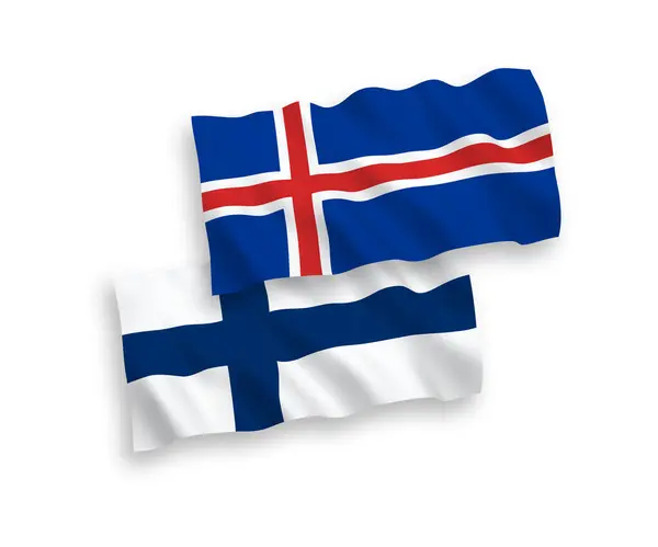 Σημαίες της Φινλανδίας και της Ισλανδίας σε λευκό φόντο — Διανυσματικό Αρχείο
