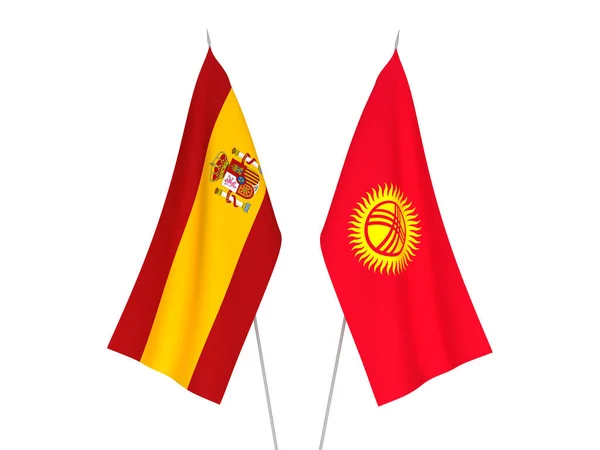 Σημαία Ισπανίας και Κιργιζίας — Φωτογραφία Αρχείου