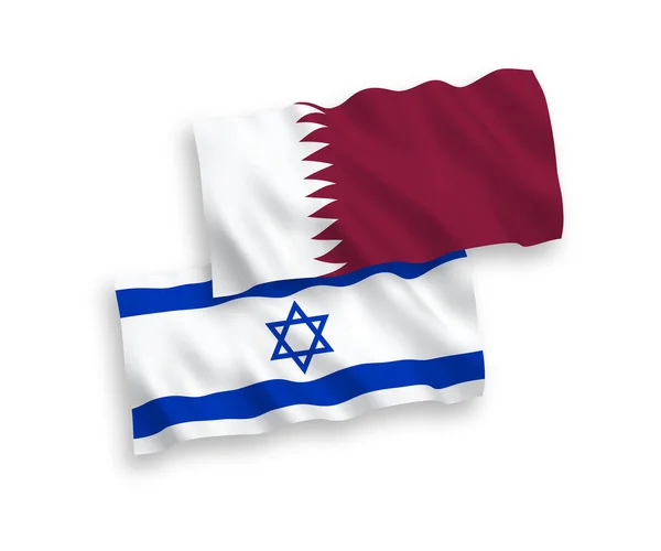 Flags of Qatar and Israel on a white background — Stock Vector