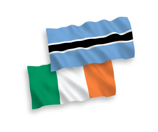 Bandiere d'Irlanda e Botswana su sfondo bianco — Vettoriale Stock