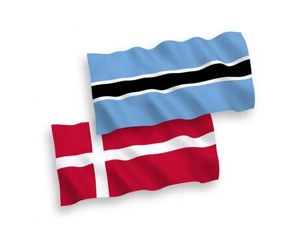 Flags of Denmark and Botswana on a white background — Stock Vector