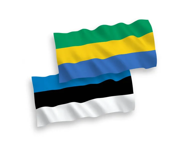 Flaggen von Gabun und Estland auf weißem Hintergrund — Stockvektor
