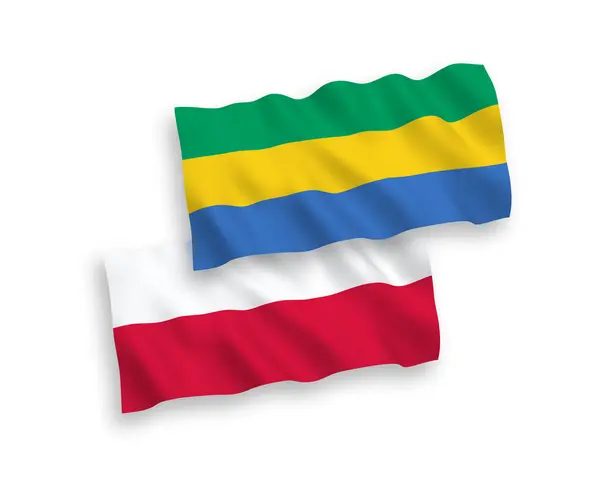 Прапори Габону та Польщі на білому тлі — стоковий вектор