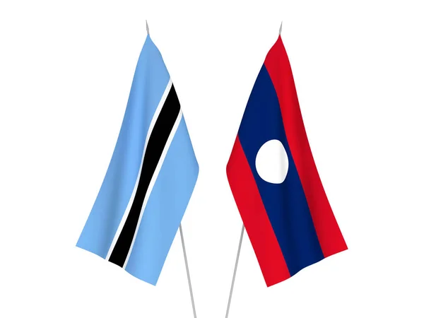 Banderas Nacionales Tela Laos Botswana Aisladas Sobre Fondo Blanco Ilustración —  Fotos de Stock