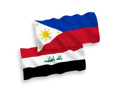 Beyaz arka planda, Irak ve Filipinler 'in ulusal taşıyıcı kumaş bayrakları izole edildi. 1 'e 2 oranında.