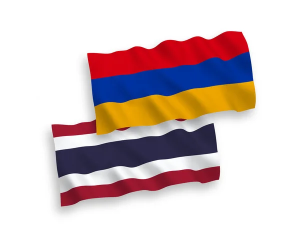 Εθνικό Διάνυσμα Υφασμάτινες Σημαίες Της Αρμενίας Και Της Ταϊλάνδης Απομονώνονται — Διανυσματικό Αρχείο