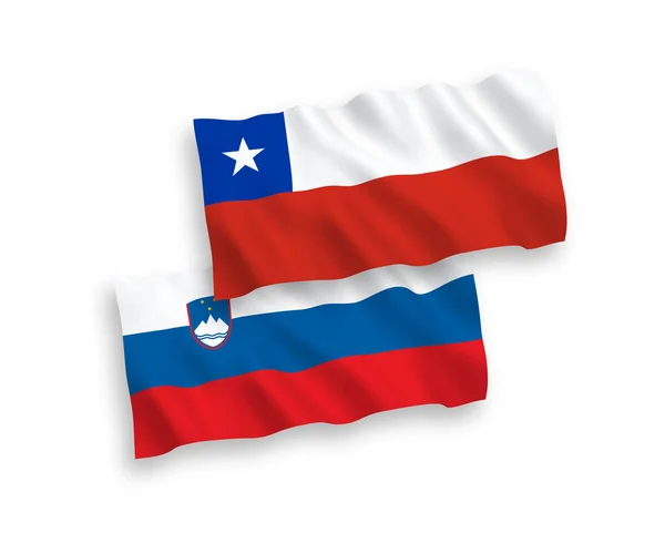 Banderas Nacionales Onda Vectorial Eslovenia Chile Aisladas Sobre Fondo Blanco — Vector de stock