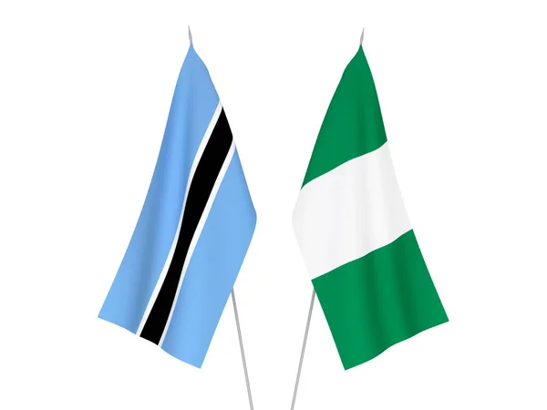 尼日利亚和博茨瓦纳的国旗在白色背景下隔离 3D渲染说明 — 图库照片