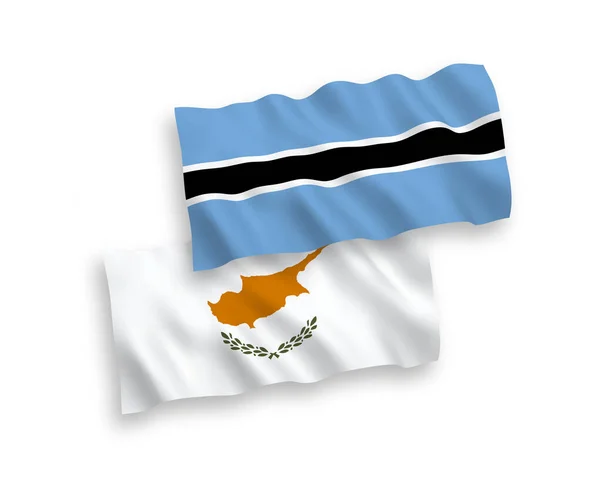 Bandiere Nazionali Tessuto Vettoriale Cipro Botswana Isolate Sfondo Bianco Proporzione — Vettoriale Stock