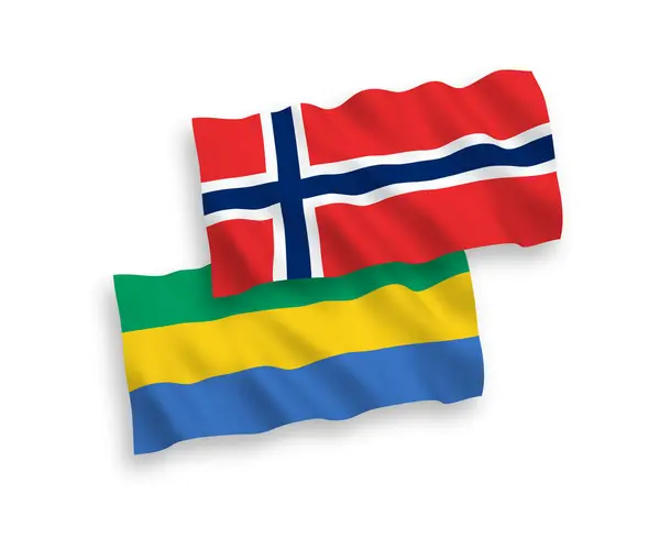 Национальные Векторные Тканевые Флаги Норвегии Габона Изолированы Белом Фоне Соотношение — стоковый вектор