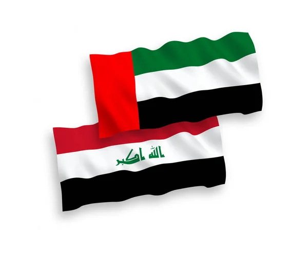 Banderas Nacionales Ondas Vectoriales Iraq Emiratos Árabes Unidos Aisladas Sobre — Archivo Imágenes Vectoriales