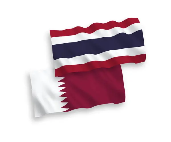 Drapeaux Ondes Vectoriels Nationaux Qatar Thaïlande Isolés Sur Fond Blanc — Image vectorielle
