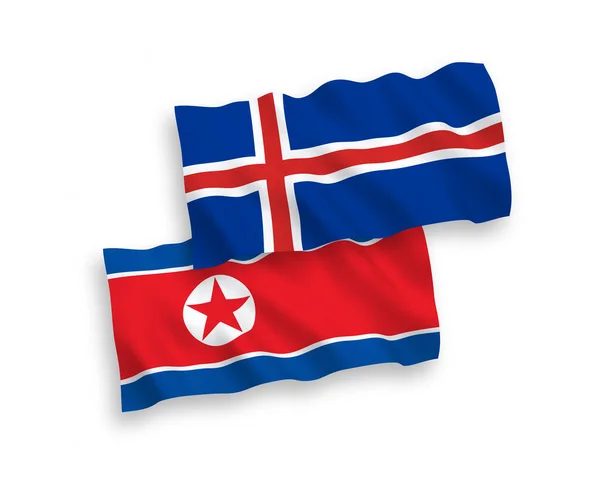Bandiere Nazionali Tessuto Vettoriale Della Corea Del Nord Dell Islanda — Vettoriale Stock