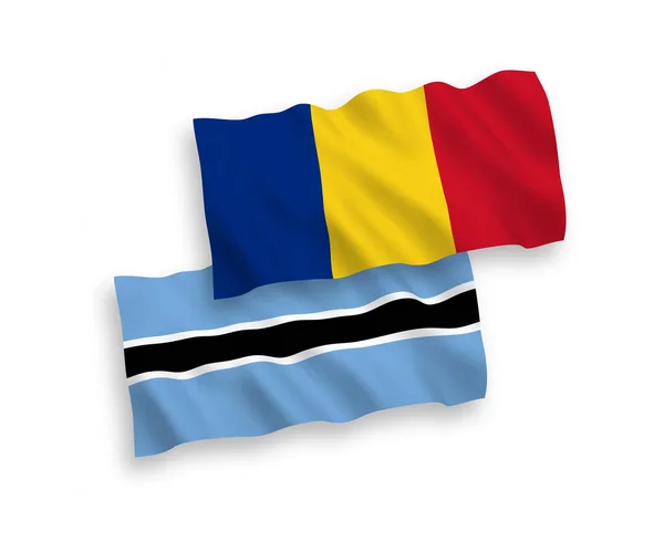 Banderas Nacionales Ondas Vectoriales Rumania Botswana Aisladas Sobre Fondo Blanco — Vector de stock