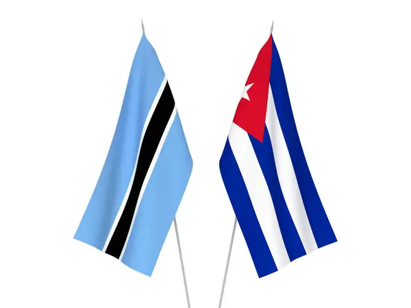 Drapeaux Nationaux Tissu Cuba Botswana Isolés Sur Fond Blanc Illustration — Photo