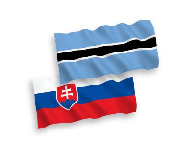 Slovakya ve Botswana 'nın ulusal taşıyıcı kumaş bayrakları beyaz arka planda izole edildi. 1 'e 2 oranında.