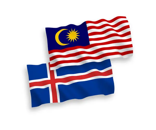 아이슬란드와 말레이시아의 국기는 바탕에 게양되었다 — 스톡 벡터