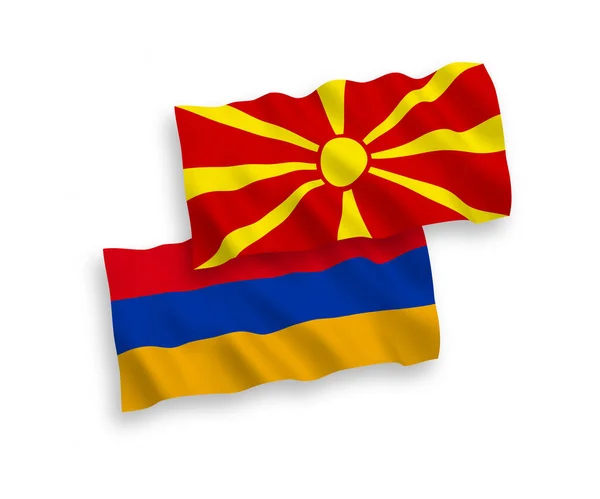 Beyaz Arka Planda Ermenistan Kuzey Makedonya Nın Ulusal Taşıyıcı Kumaş — Stok Vektör