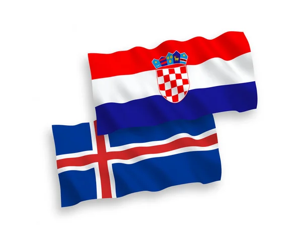 아이슬란드와 크로아티아의 국기들은 바탕에 게양되었다 — 스톡 벡터