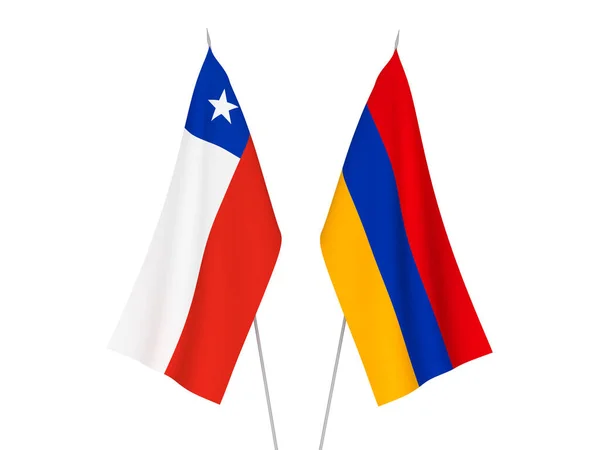 National Fabric Flags Armenia Chile Isolated White Background Rendering Illustration — Stock Photo, Image