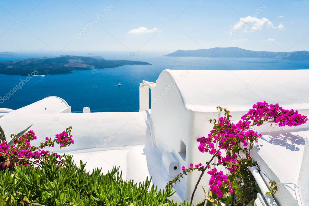 White architecture on Santorini island, Greece. 