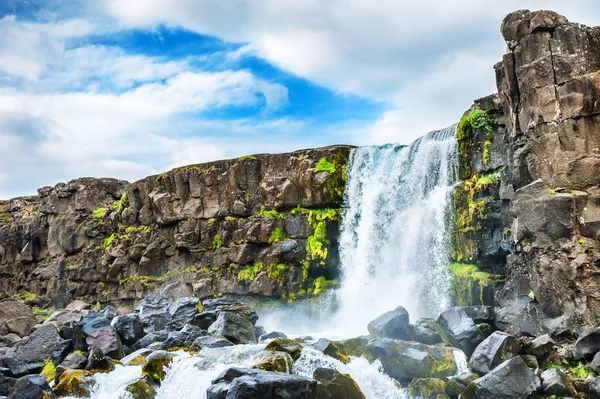 Oxarfoss vodopád v národním parku Thingvellir, Island — Stock fotografie