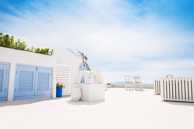 Yunanistan 'ın Santorini adasında beyaz mimari