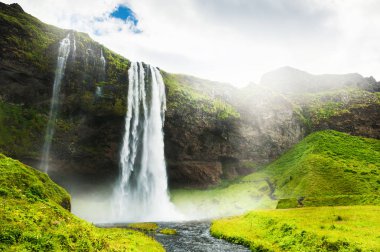 İzlanda 'da Seljalandsfoss şelalesi.