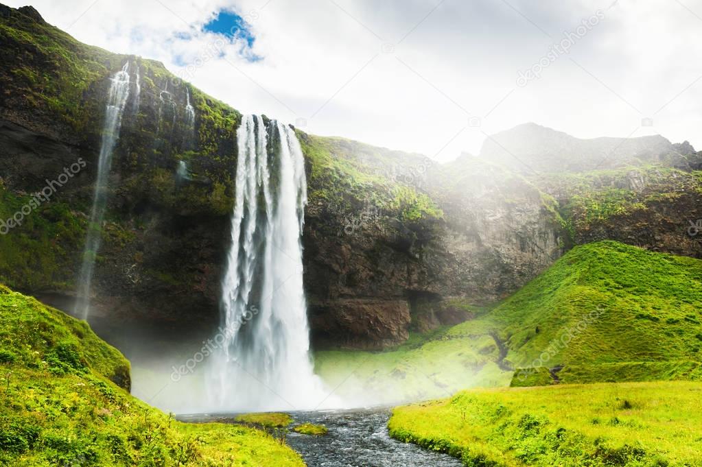 Seljalandsfoss waterfall in Iceland.